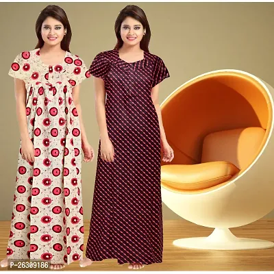 Elegant Cotton Printed Nighty For Women Pack Of 2