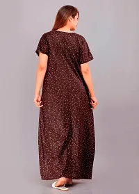 Stylish Brown Cotton Printed Nighty For Women-thumb1