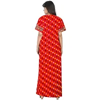 Stylish Red Cotton Printed Nighty For Women-thumb1