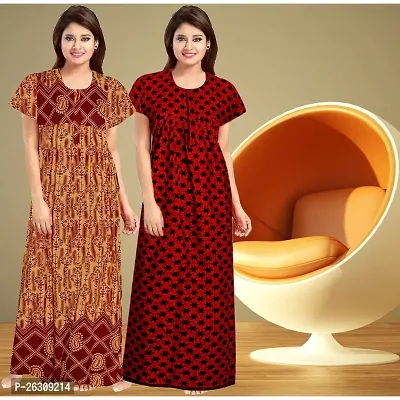 Elegant Cotton Printed Nighty For Women Pack Of 2