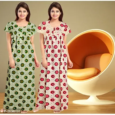 Elegant Cotton Printed Nighty For Women Pack Of 2