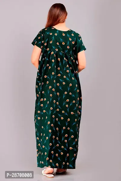 Stylish Green Cotton Printed Nighty For Women-thumb2