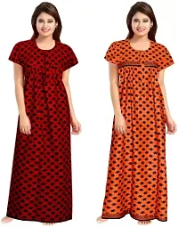 Stylish Multicoloured Cotton Printed Nighty For Women Pack Of 2-thumb1