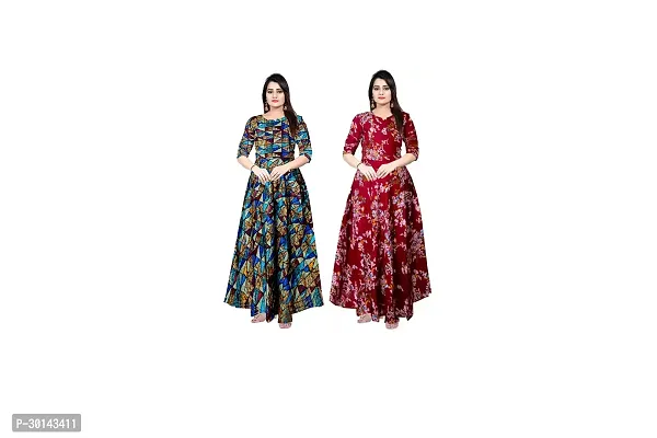 Stylish Rayon Printed Dresses For Women Pack Of 2-thumb0