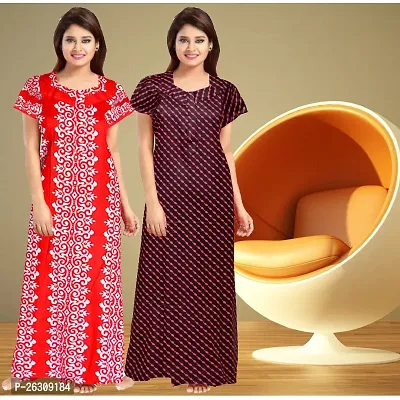 Elegant Cotton Printed Nighty For Women Pack Of 2