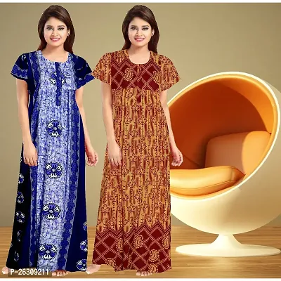 Elegant Cotton Printed Nighty For Women Pack Of 2