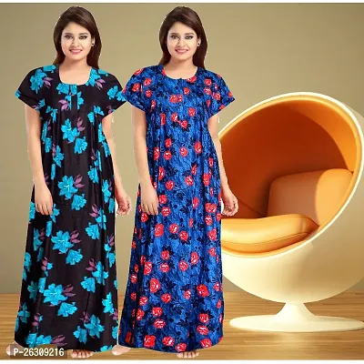 Elegant Cotton Printed Nighty For Women Pack Of 2