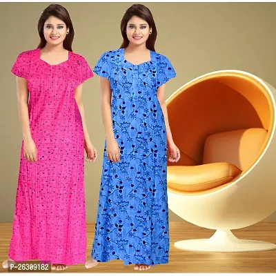 Elegant Cotton Printed Nighty For Women Pack Of 2