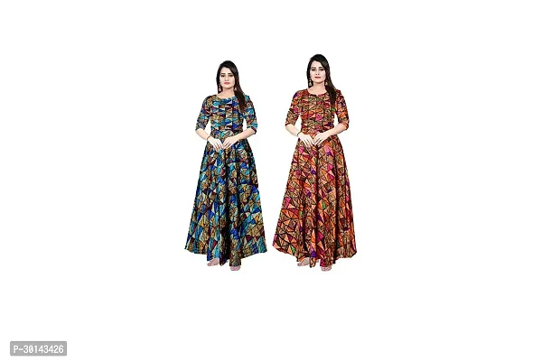 Stylish Rayon Printed Dresses For Women Pack Of 2-thumb0