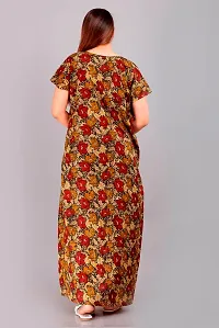 Stylish Brown Cotton Printed Nighty For Women-thumb1