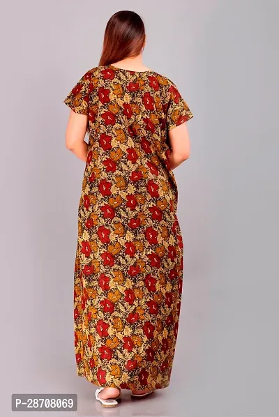 Stylish Brown Cotton Printed Nighty For Women-thumb2