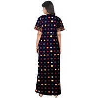 Stylish Blue Cotton Printed Nighty For Women-thumb1