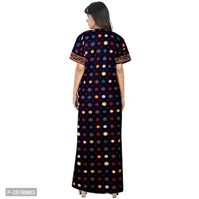 Stylish Blue Cotton Printed Nighty For Women-thumb2