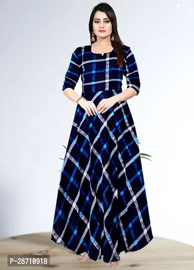 Stylish Blue Rayon Floral Printed Maxi Dresses For Women