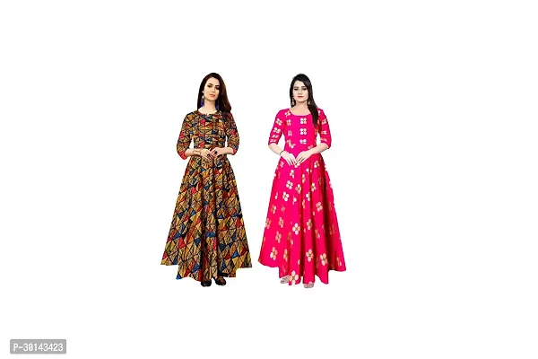 Stylish Rayon Printed Dresses For Women Pack Of 2-thumb0