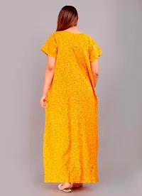 Stylish Yellow Cotton Printed Nighty For Women-thumb1