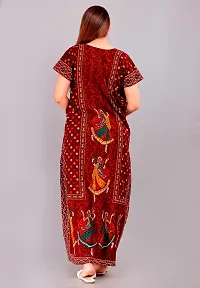 Stylish Maroon Cotton Printed Nighty For Women-thumb1