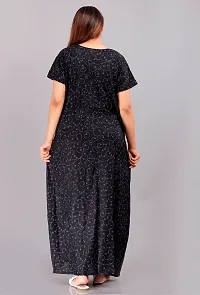 Elegant Black Cotton Printed Nighty For Women-thumb1