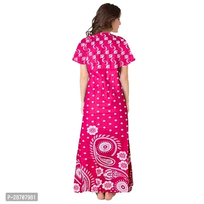 Stylish Pink Cotton Printed Nighty For Women-thumb2