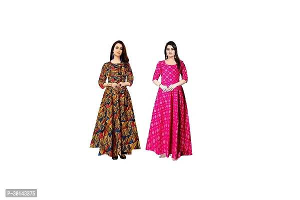 Stylish Rayon Printed Dresses For Women Pack Of 2