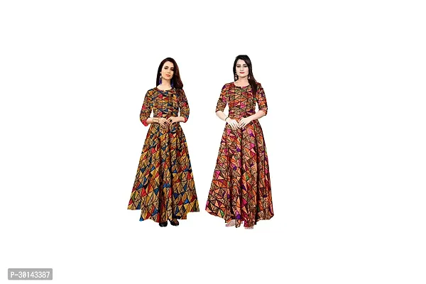 Stylish Rayon Printed Dresses For Women Pack Of 2-thumb0