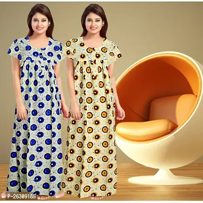 Elegant Cotton Printed Nighty For Women Pack Of 2