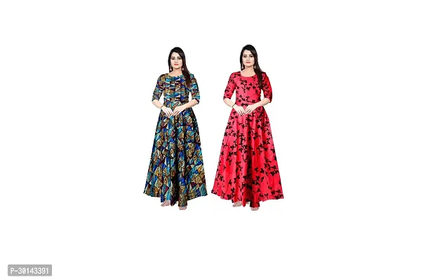 Stylish Rayon Printed Dresses For Women Pack Of 2-thumb0