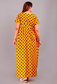 Stylish Yellow Cotton Printed Nighty For Women-thumb1