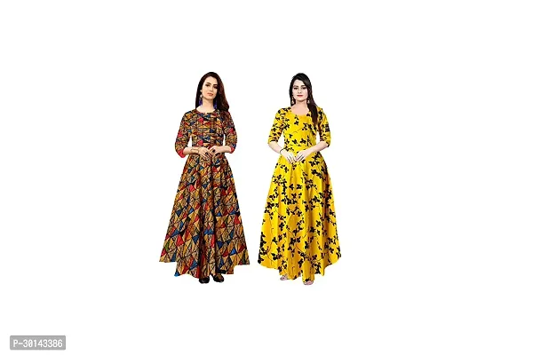 Stylish Rayon Printed Dresses For Women Pack Of 2-thumb0