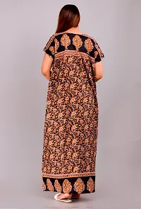 Stylish Brown Cotton Printed Nighty For Women-thumb1