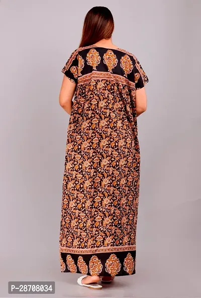 Stylish Brown Cotton Printed Nighty For Women-thumb2