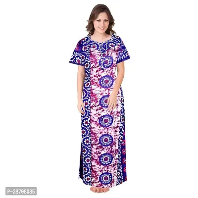 Stylish Purple Cotton Printed Nighty For Women-thumb0