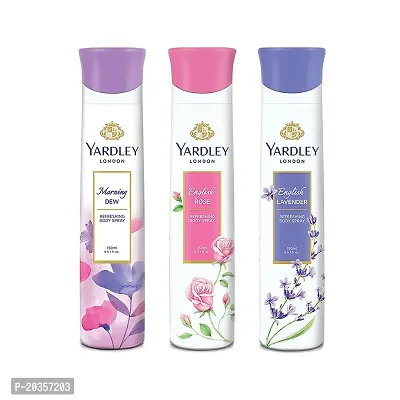 Yardley London Deo Tripack - English Lavender + English Rose + Morning Dew 150ml (Pack of 3)