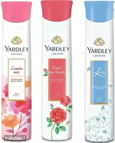 Yardley London Women London Mist, Royal Red Rose and Lace Deodorant Spray - For Women (150 ml,each , Pack of 3)-thumb0
