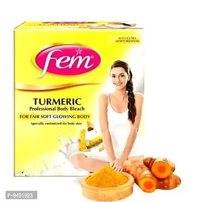 Fem Turmeric  Milk Soft Glow Bleach Cream, Herbal Body Bleach 1 kg Eco Professional Pack For Beauty Parlours  Salon