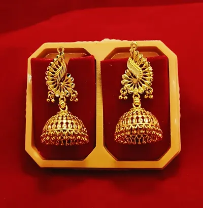 One gram plated jhumki earings light weight and screw back coupling