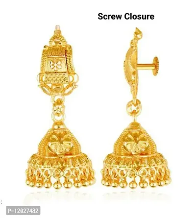 women earrings gold plated jhumki screw Closure