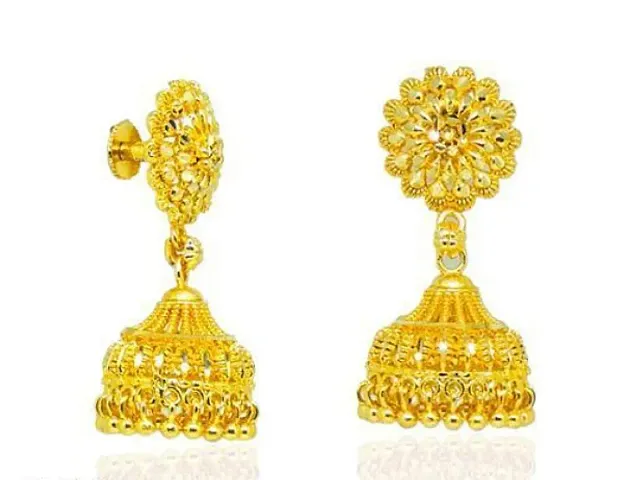 Stylish Brass Golden Earrings For Women