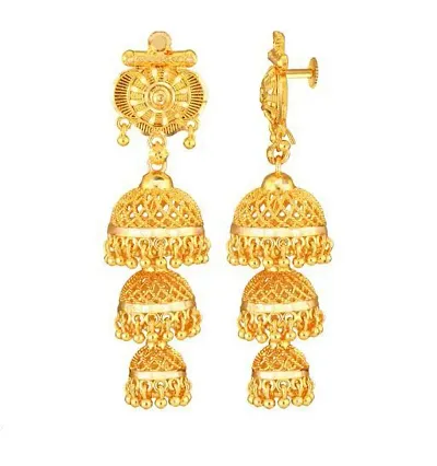 Trendy Brass Golden Jhumkas For Womens