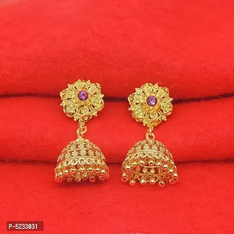 one gram gold plated jhumki earings light weight and screw back coupling