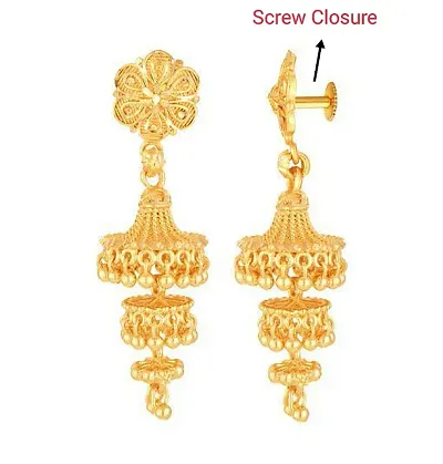 three step jhumki plated south indian style screw Closure