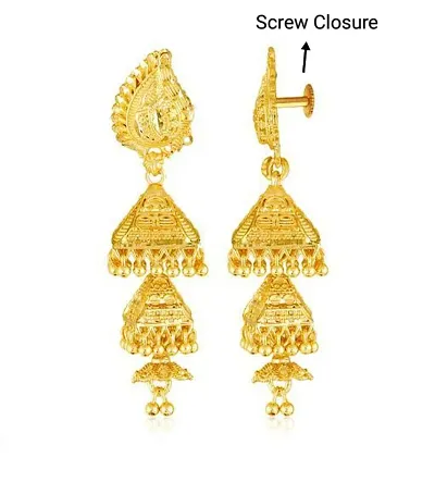 one gram plated jhumki earings light weight screw Closure