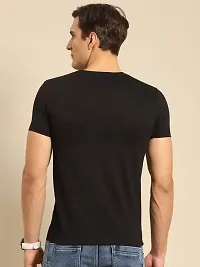 The Cloth Smith Men's Solid Cotton Round Neck Regular Fit Outerwear Fit Half Sleeves T-Shirt Pack of 1 (Large, Black)-thumb4