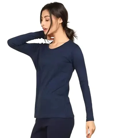 THE CLOTHSMITH Winter Wear Ladies/Women/Girl, Wool Blend Thermal (Round Neck) Pack of 1 (XXXX-Large, Blue)