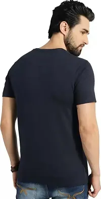 The Cloth Smith Men's Solid Cotton Active Ultra Soft Round Neck Regular Fit Outerwear Fit Half Sleeves T-Shirt Pack of 1 (Large, Dark Blue)-thumb2