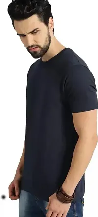 The Cloth Smith Men's Solid Cotton Active Ultra Soft Round Neck Regular Fit Outerwear Fit Half Sleeves T-Shirt Pack of 1 (Large, Dark Blue)-thumb3