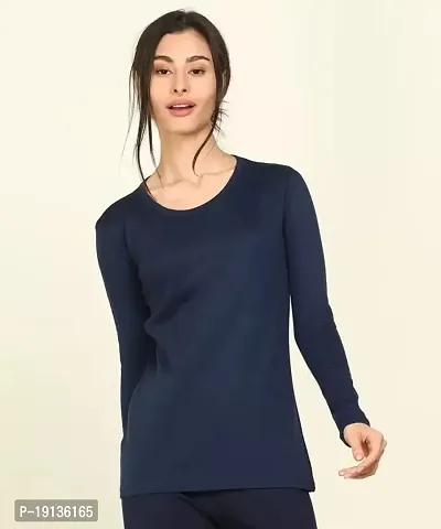 THE CLOTHSMITH Winter Wear Ladies/Women/Girl, Wool Blend Thermal (Round Neck) Pack of 1 (XXXX-Large, Navy Blue)-thumb3