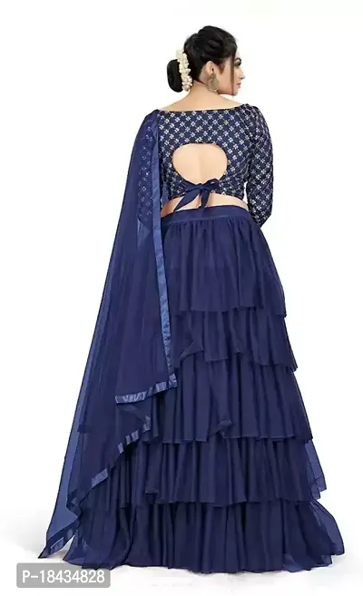 Stylish Fancy Designer Net Semi Stitched Lehenga Choli For Women-thumb2