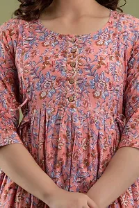 Women's Cotton Floral Printed Anarkali Maternity Feeding Kurti (Peach-L)-thumb2