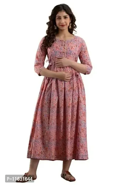 Women's Cotton Floral Printed Anarkali Maternity Feeding Kurti-thumb0